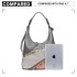 LH6810 - Miss Lulu Beaded Colour Block Hobo Shoulder Bag - Light Grey